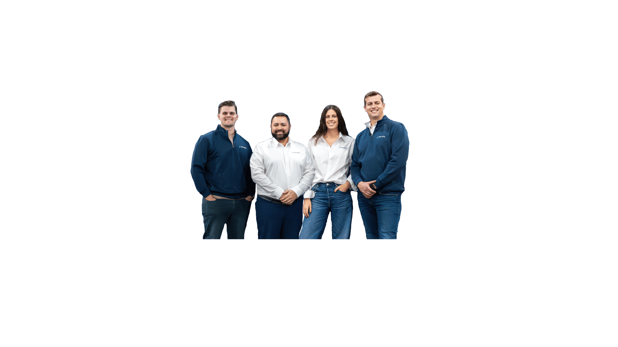 Pivotl leadership team group photo on About Us page, showcasing experts in bookkeeping, CFO services, and ServiceTitan consulting.