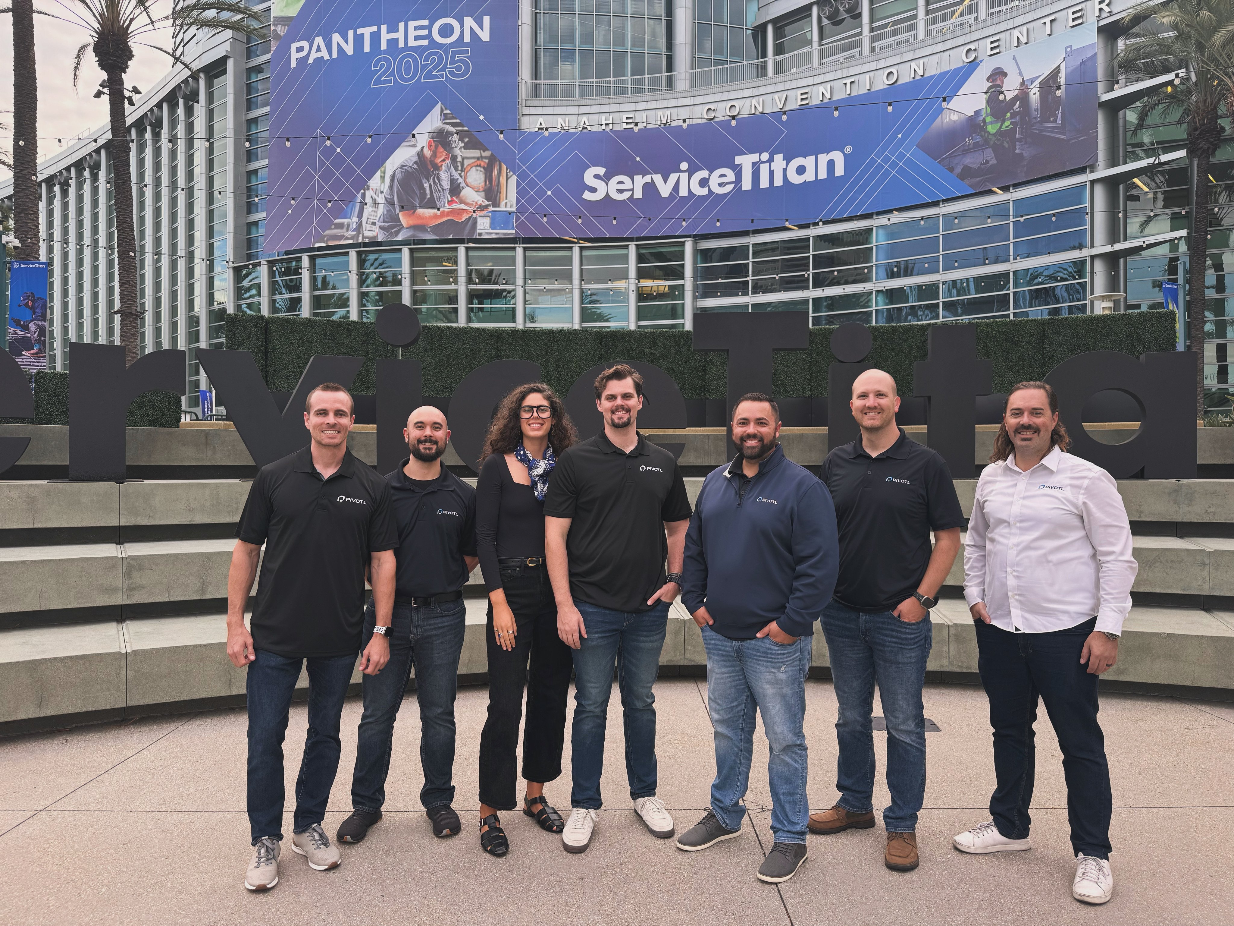 Pivotl accounting and fractional CFO team at ServiceTitan Pantheon 2025 conference in Anaheim, specializing in home service business finances for HVAC, plumbing, electrical, roofing, and solar companies. Experts in service truck operations, payroll management, and financial strategy for trades businesses.