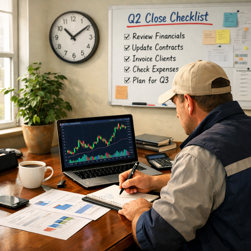 Mid-Year Bookkeeping Review: The Q2 Close Checklist Every HVAC, Plumbing, and Electrical Contractor Should Run in June